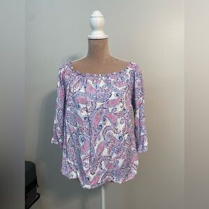 Southern Tide Pink and Purple Paisley Blouse
